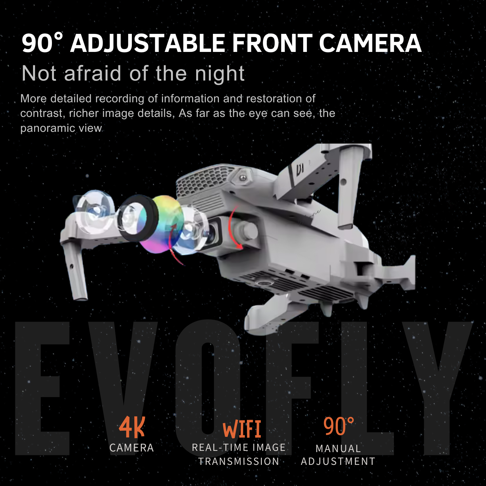 Evo E88 Max Drone Kit with 1080p HD Dual Cam Module Mini Drone 4K Camera Foldable Aerial Photography Quadcopter With Fixed Height And Stiff Remote Control Aircraft